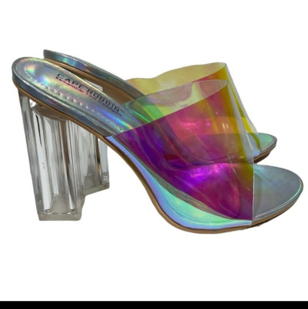 Cape Robbin clear iridescent barbie heels